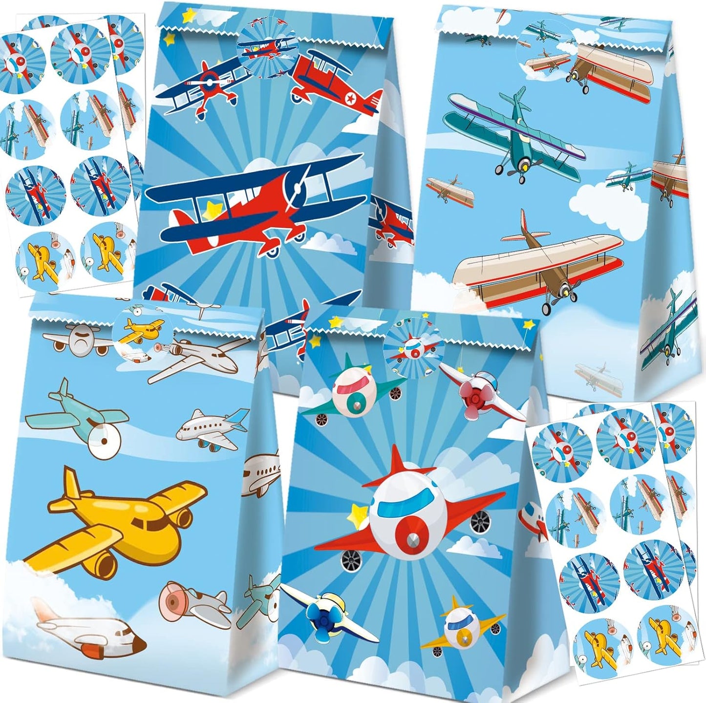 24Pcs Plane Party Bags Airplane Birthday Party Supplies Planes Party Decorations Airplane Gift Bag Airplane First