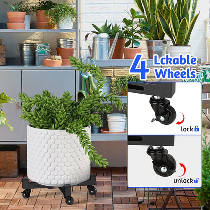 9in 13inch 4 300 Lbs, Plant Caddy With Wheels, Adjustable to Heavy Duty Rolling Plant Dolly, Metal Plant Stand