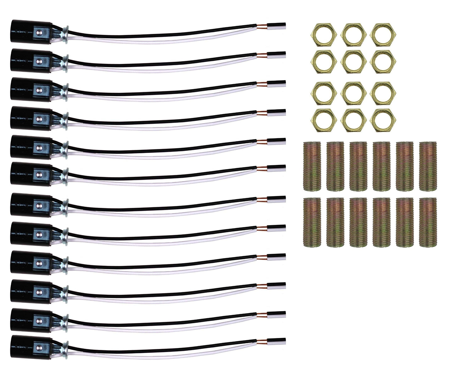 Creative Hobbies #SOCKETHW Candelabra Base Lamp Holder Light Socket, 6 Inch Wire Leads - Mounting Hardware Included | 12 Pack