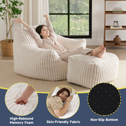 Oversized Bean Bag Chair for Living Room Furniture Bean Bag Chairs for Adults- Small Couch & Lounge Accent Chair for Living Room Chairs or Bedroom