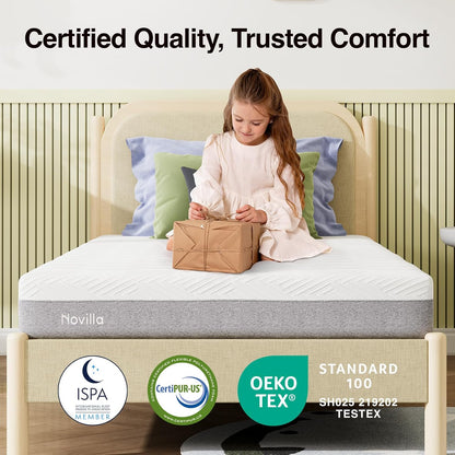 Novilla Twin Mattress - 8-Inch Gel Memory Foam for Pressure Relief & Plush Comfort | Bed in a Box