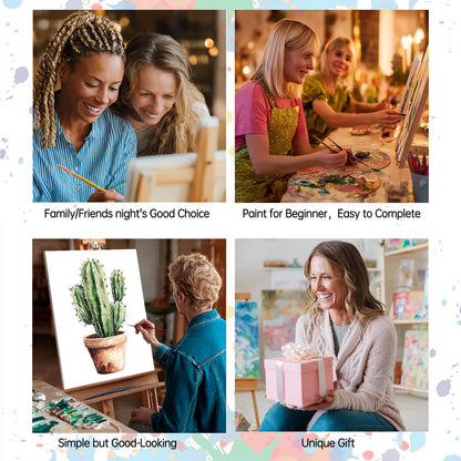 6 Pack Plant Paint by Numbers Kit for Adults Beginners 8x12 Inch, Potted Green Plant Paint by Number Kits on Canvas Without Frame, Easy DIY Acrylic Painting by Numbers for Home Wall Decor Gift