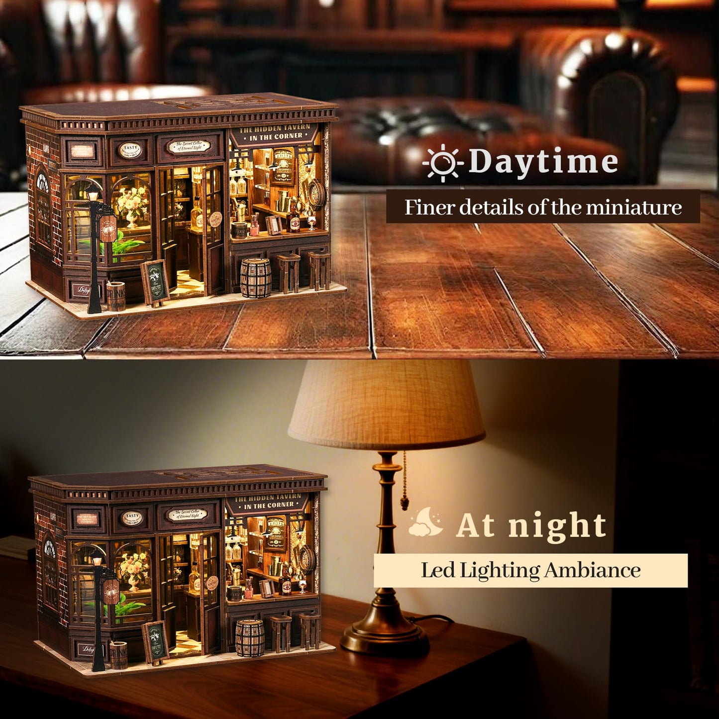SUNNINO Book Nook Kits for Adults - DIY Miniature Bookshelf Insert with LED Lights, Creative Craft Book Nook Kits for Adults, Fantasy Corner Tavern Diorama Room Decor, Gift for Book Lovers