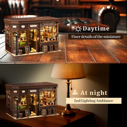 SUNNINO Book Nook Kits for Adults - DIY Miniature Bookshelf Insert with LED Lights, Creative Craft Book Nook Kits for Adults, Fantasy Corner Tavern Diorama Room Decor, Gift for Book Lovers