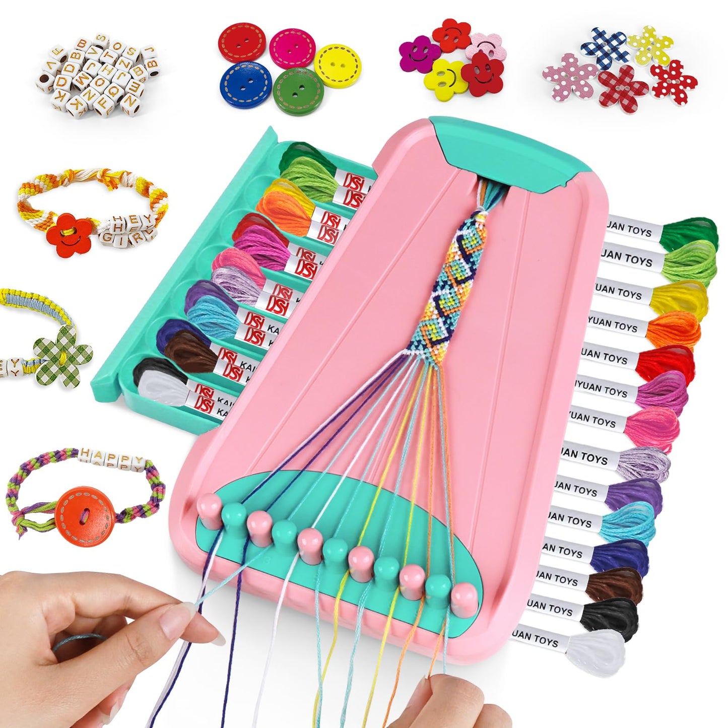 CEUCAL Bracelet Making Kit for Girls - Friendship Bracelet Kit - Birthday Gifts for Ages 6 7 8 9 10 11 12 Year, Arts and Crafts for Kids Ages 8-12 Teen String Bracelets Maker Pink