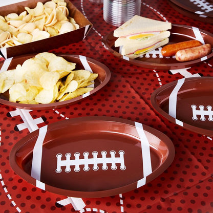 JOYIN 12 Pcs Football Plastic Trays, 11.5" X 7.5" Football Snack Trays & Platter, Sports Event Tailgate Party Supplies
