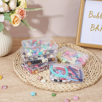 Nodaaiie 30 Pack Clear Plastic Beads Storage Containers with Hinged Lids, Small Rectangular Storage Boxes for Jewelry, Craft Supplies, and Small Items, 4.1 x 3 x 1 Inches