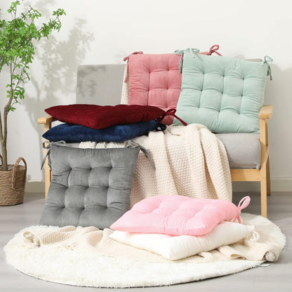15.7x15.7, HLOVME Corduroy Chair Cushion with Ties Ultra Soft Warm Floor Cushion for Kids Reading Nook Comfortable