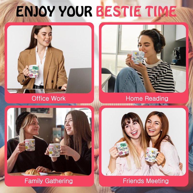 Gossby Bestie Coffee Mug - Best Friend Gift For Women - Friendship Gift for Female Friend - Friendship Gifts For Women Birthday - Gifts For Close Female Friends - 11oz White Ceramic Cup