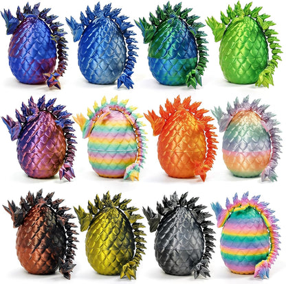 12PCS 3D Set 12 5.12 Inch 2.36 Inch Printed Crystal Dragon & Egg - Unique Colors - Glitter Dragons with Surprise Eggs