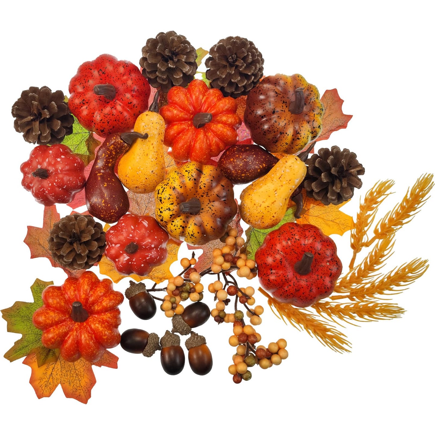 AOBOD Fake Pumpkin Decor Set,Mini Fake Pumpkin Decor,Fall Harvest Decorations,Halloween Thanksgiving Decor and Table Centerpieces