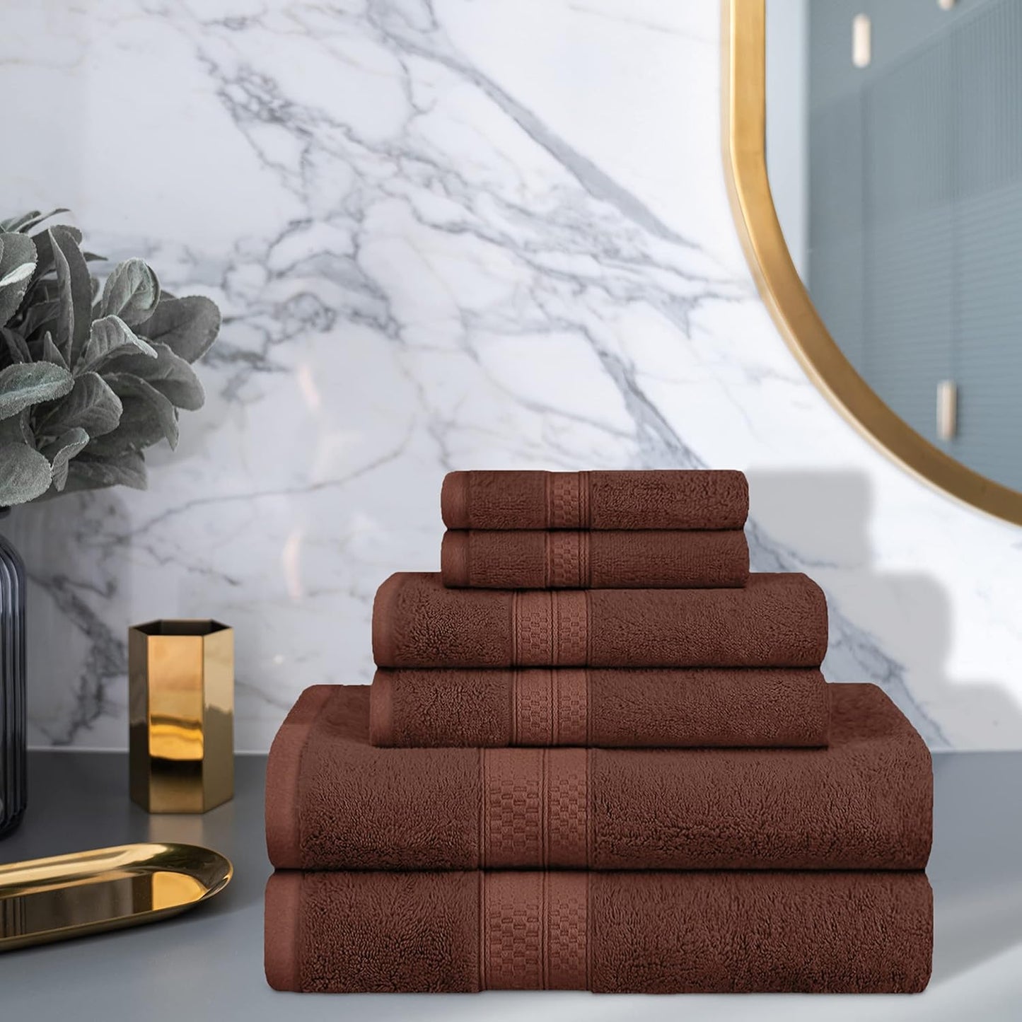 6 Set, 2 13 13, 2 16 30, 2 30 54, Superior Rayon from Bamboo Cotton Blend Piece Towel for Bathroom, Gym, Spa
