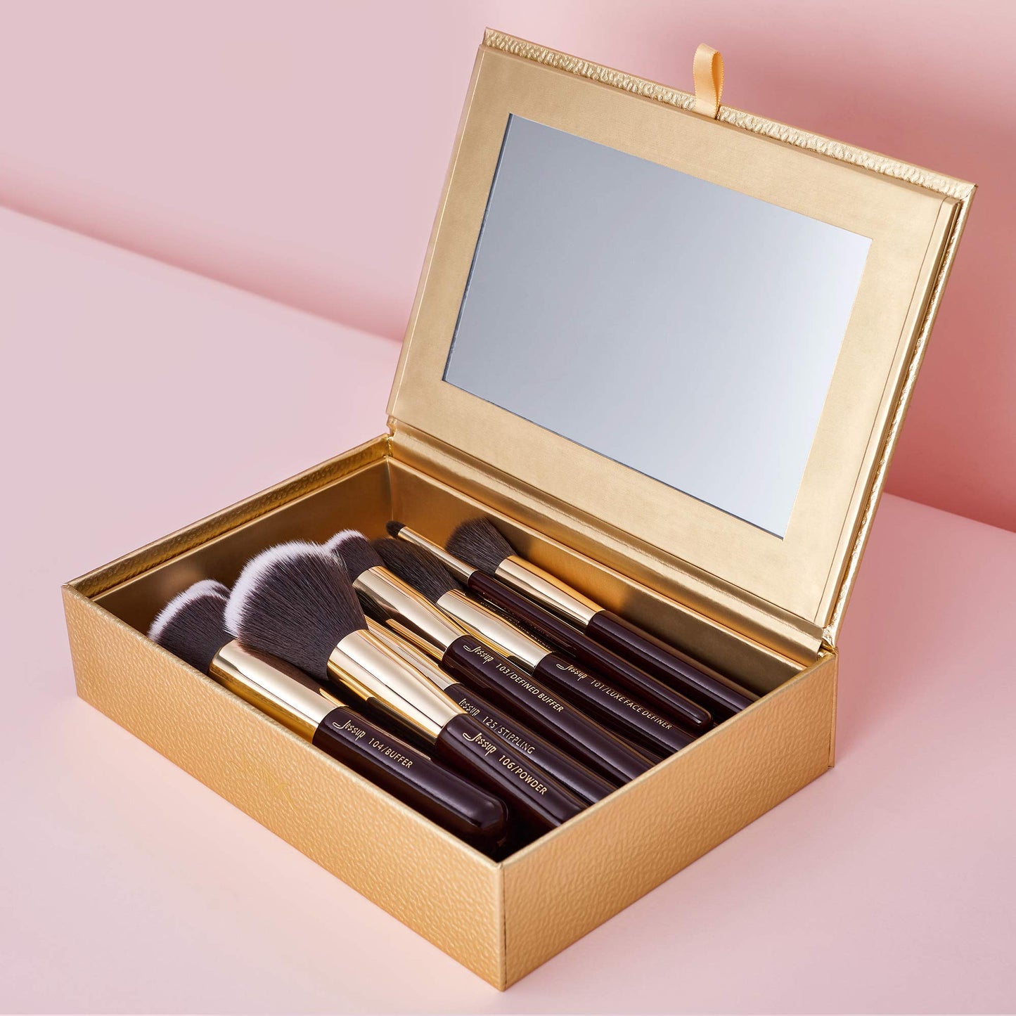 Jessup Brand 25pcs Professional Makeup Brush Set Beauty Cosmetic Foundation Powder Blusher Eyeshadow Blending Highlight Concealer Natural-Synthetic Hair Brushes Set (Pearl White/Silver)
