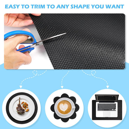 MooiFun Drawer Liners, Waterproof Shelf Liner, Anti-Slip Non-Adhesive BPA Free Kitchen Cupboard Cabinet Liner Refridge Fridge Mats Sink Protector Strong Durable for Home (Black/11.8in x 20Ft)