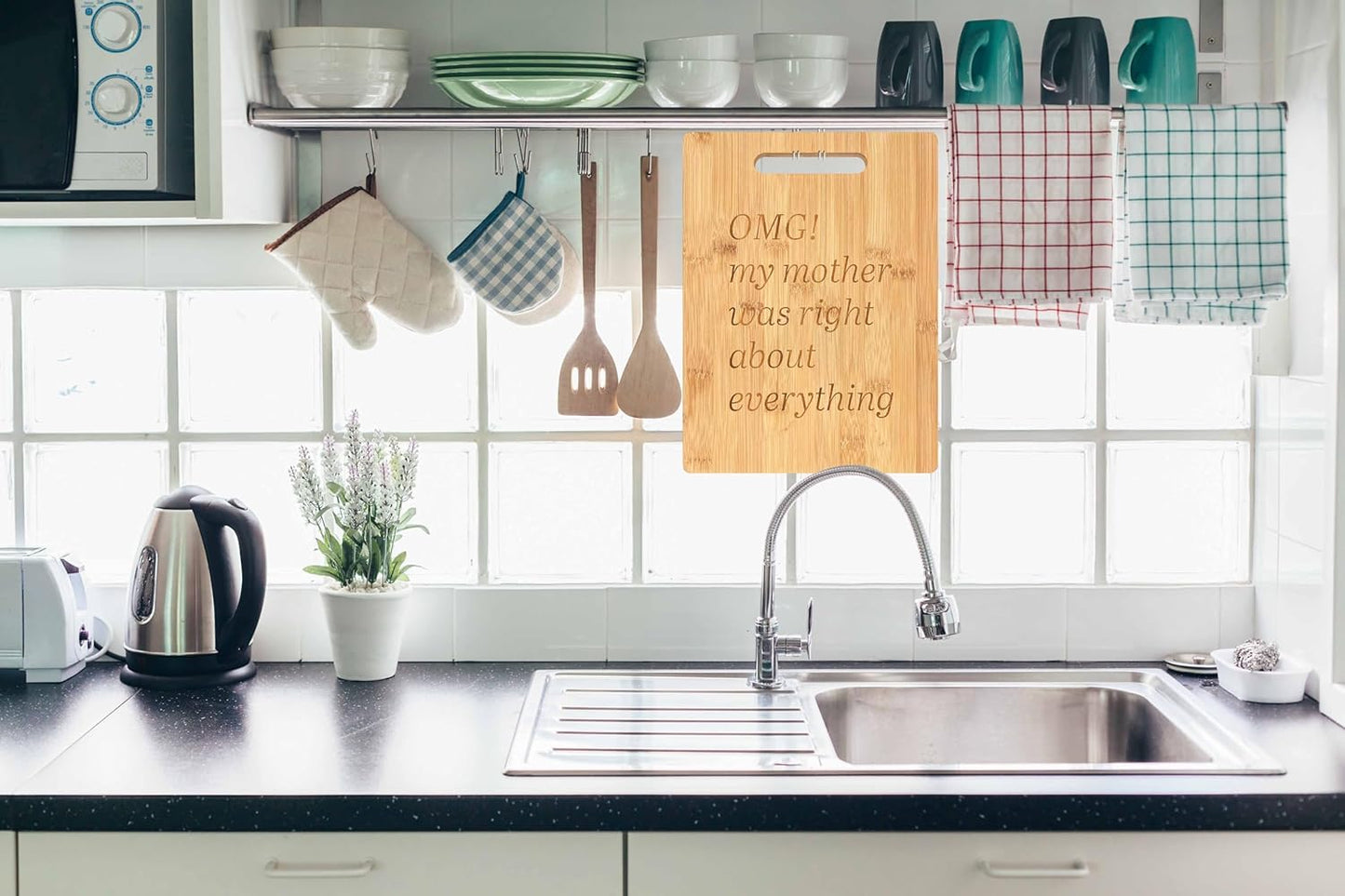 Funny Mom Gift - Cutting Board for Home Kitchen, Camping, Barbecue, Housewarming, Birthday, Christmas, Retirement,