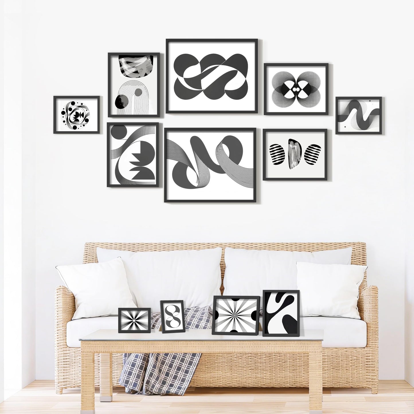 DUENPY 11 Pack Picture Frames Collage Wall Decor Set, Multi-Size Photo Frames for Wall Mounting, Gallery Wall Picture Frames Kit with 2pcs 16x20, 4pcs 11x14, 3pcs 8x10, 2pcs 5x7, Black Frame Sets