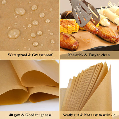 DISSKNIC 200PCS Unbleached Parchment Paper 12 x 16, Precut for Baking, Half Sheet for Cookie Sheets, Kitchen Gadgets and Supplies for Oven