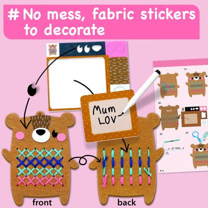 EZCRA Beginner Needlepoint Cross Stitch Kit for Kids Ages 5-8 – Easy Embroidery Starter Set with Jumbo Plastic Needles, Pre-Printed Patterns, Instructions – DIY Arts & Crafts for Girls & Boys