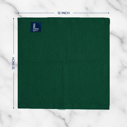 12x12 100% (12 Pack) Linteum Textile Supply Premium Washcloth (Hunter Green) Cotton Zero Twist Towels | Absorbent