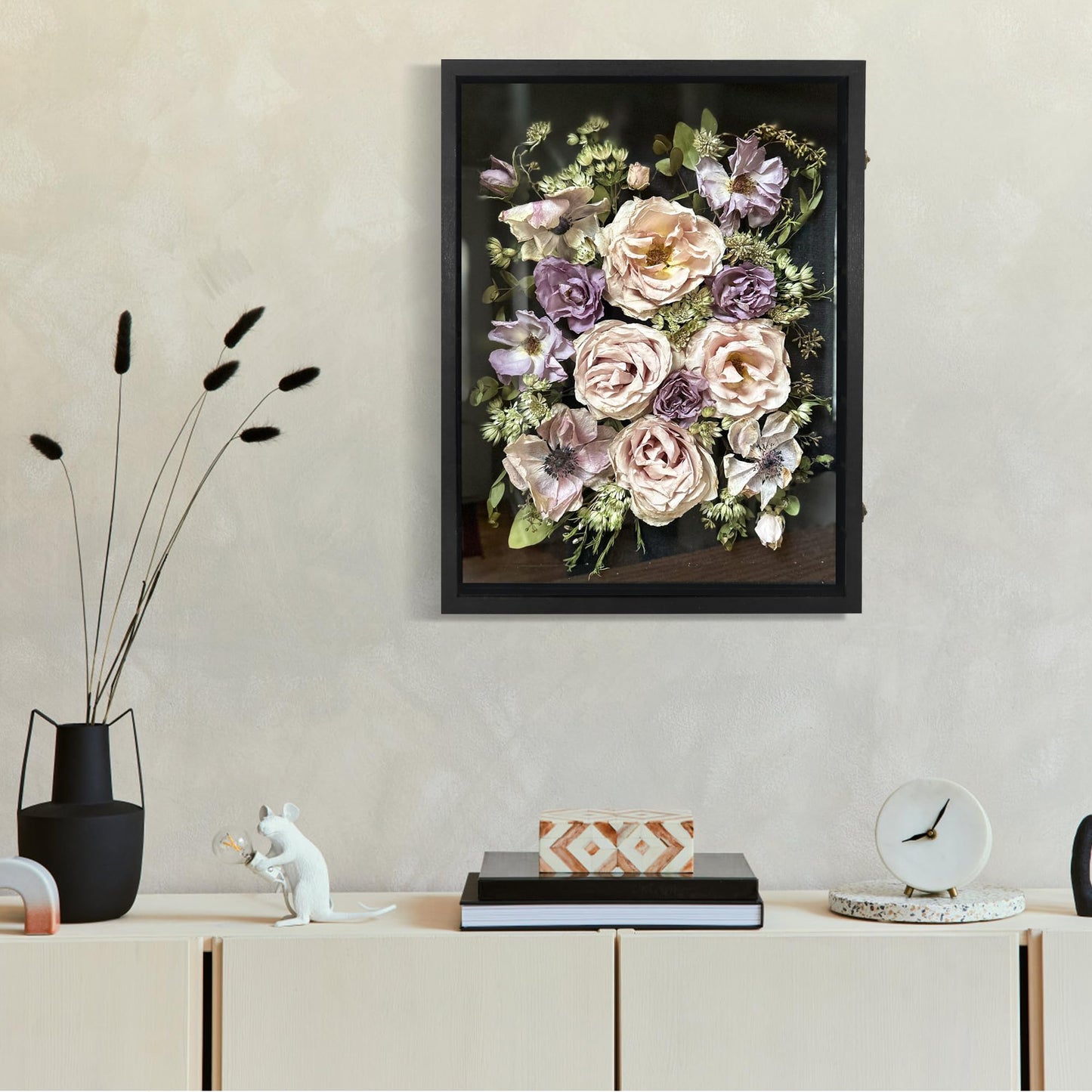 FramePro Shadow Box Frame Display Case 18x24 with Removable Shelves, Deep Memory Box Trinket Knick Knack Shelf Cabinet for Collector, Keepsake Coins Military Medals Wedding Flowers Black