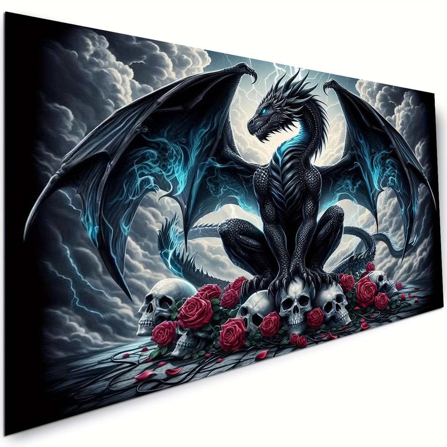 KUFWKEY 5D DIY Dragon Diamond Painting Kits for Adults,Fantasy Animal Art,Skull Gothic Art,Full Round Diamond Art Kits,Diamond Mosaic Emboridery for Home Decor,Big Size 27.5 x 15.7 inches