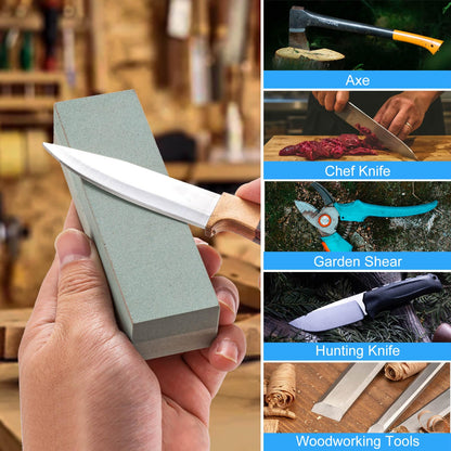 Angerstone Portable Whetstone Knife Sharpening Stone - Outdoor Hunting Knife Sharpener Stone Kit Dual Grit 400/1000 - Pocket Sharpening Stones for Knives with Cowhide Pouch for Bushcraft Camping Field