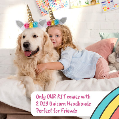 Unicorn Painting Kit for Girls - STEM Certified Unicorn Craft for Girls Ages 4-6 & up- Paint Your Own Arts and Crafts Includes 2 DIY Headbands & 8 Kids Painting Crafts for Fun Screen-Free Play