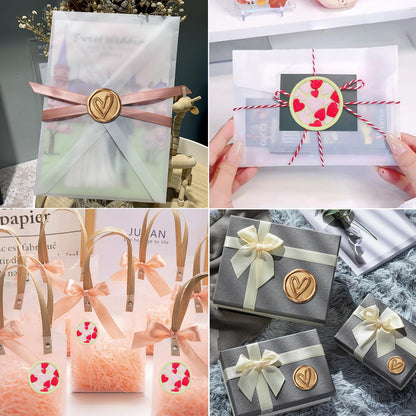 Wax Seal Kit - 24 Color Wax Beads (600pcs), Love Heart Stamps, Electric Warmer, Metallic Pen, Envelopes Sealing Kit for Wedding Invitations