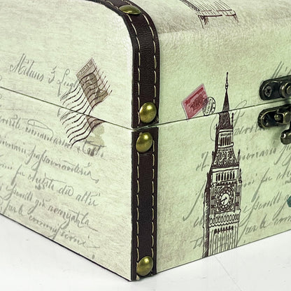 DreamsEden Small Wooden Treasure Box, Decorative Tin Storage Chest Jewelry Keepsake Boxes for Kids Girls Boys Gifts Home Decorations (Tower)