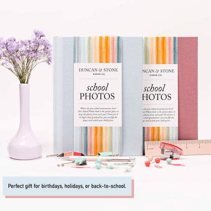 Elegant School Memory Book Prek-12 - Durable School Photo Book w/Photo Spaces, Prompts & More - 70 Pages Kids Scrapbook for Easy Journaling (Mauve)