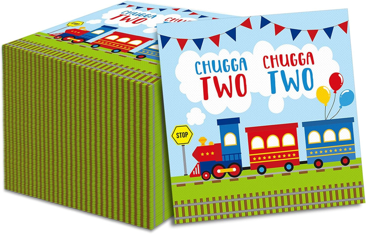 50Pcs Set Qyeahkj Chugga Chugga Two Two Paper Napkins Transportation Party Disposable Napkins for Train Theme Birthday
