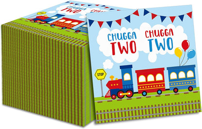 50Pcs Set Qyeahkj Chugga Chugga Two Two Paper Napkins Transportation Party Disposable Napkins for Train Theme Birthday