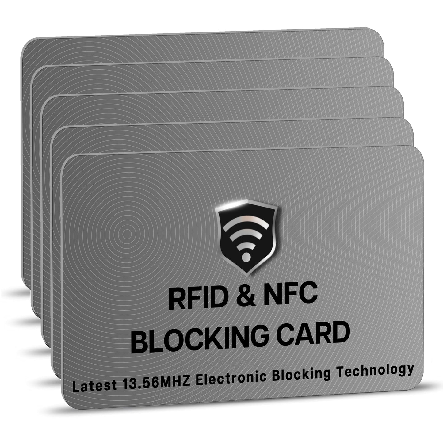 SaiTech IT 5 Pack RFID Blocking Cards, One Protects Entire Wallet Purse, NFC Contactless Bank Debit Credit Card Protector ID ATM Guard - Grey