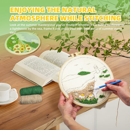 Punch Needle Kits Adults Beginner,Embroidery kit for Beginners,Punch Needle kit for Beginners, Includes All Tools and Materials,Easy to Follow Instructions and Videos(Spring is in Full Bloom)