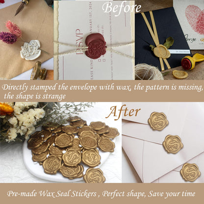 50pcs Hydrangea Wax Seal Stickers, Andotopee Floral Botanical Envelope Seal Stickers, Self-Adhesive Black Stickers Pre-Made from Real Sealing Wax, Great for Wedding Invitation, Gift Wrapping