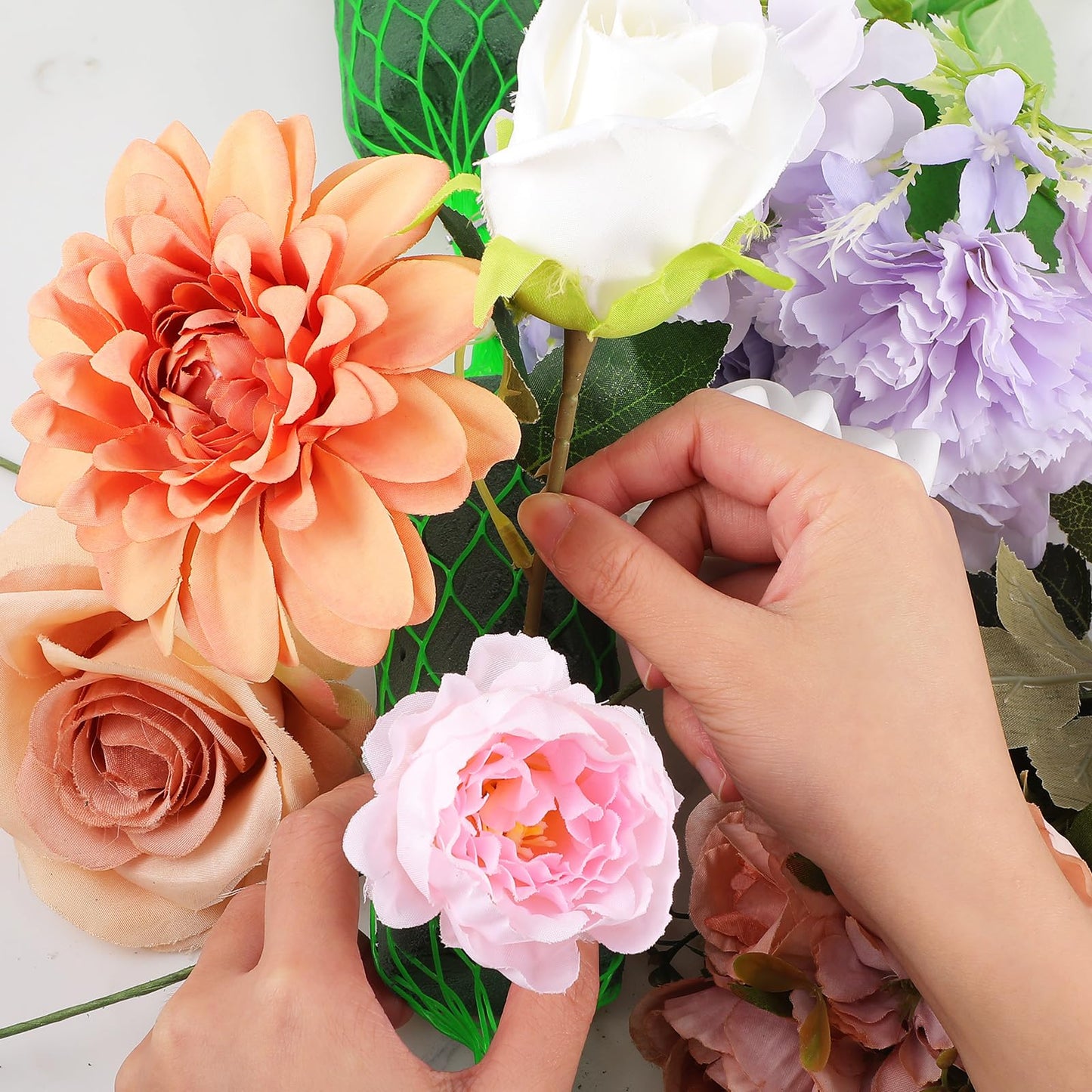 9.2Ft Flower Sponge Blocks Kit 14Pcs Floral Foam Garland – Flexible Flower Holder for Fresh & Artificial Flowers, Wedding Arch, Home & Garden Decor