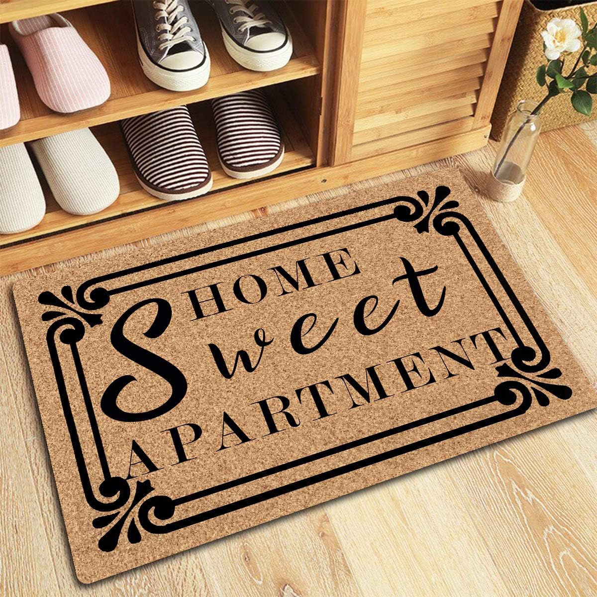 Welcome Mat Home Sweet Apartment Doormat, Anti-Slip Rubber Back, Novelty Gift Mats for Indoor Outdoor