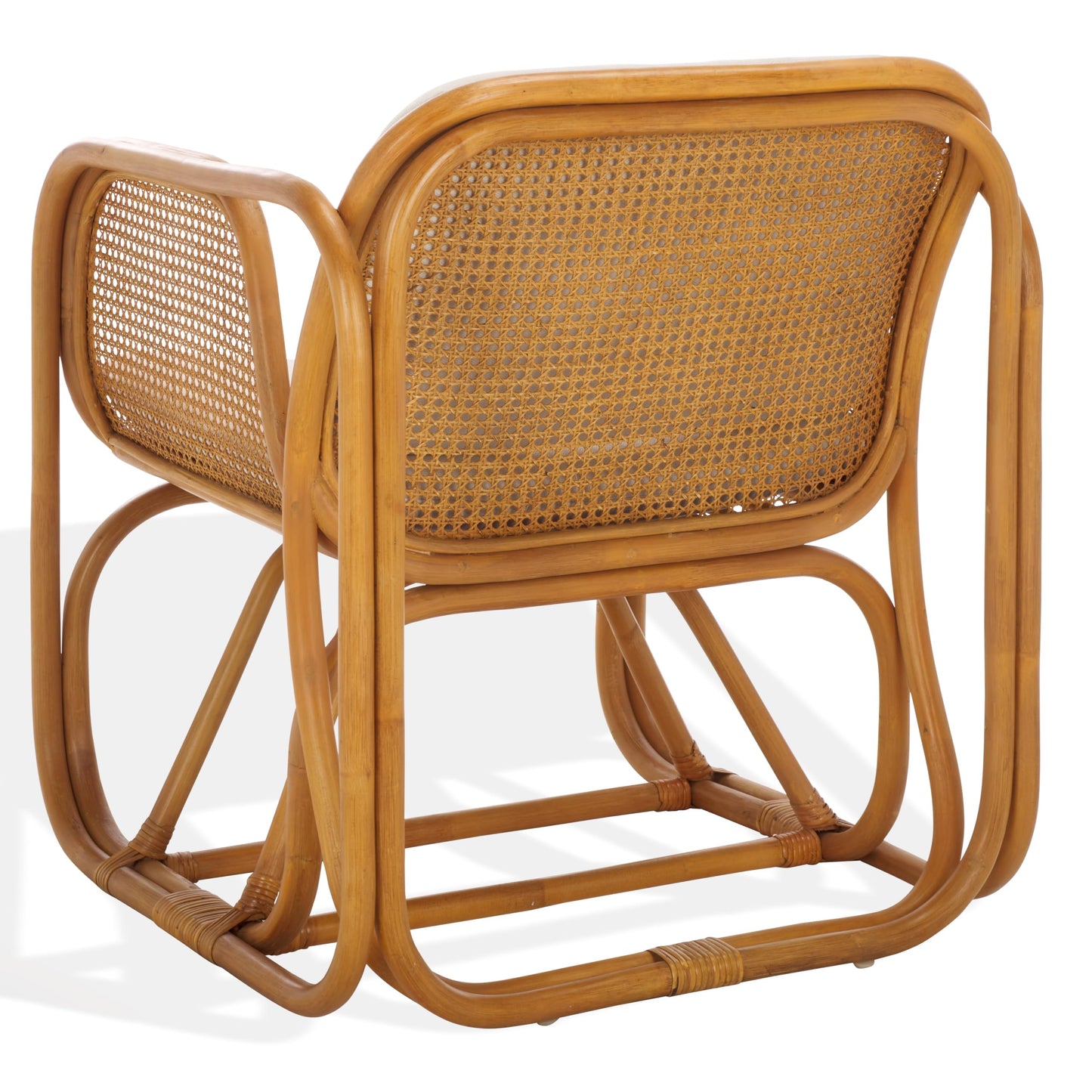 SAFAVIEH Couture Collection Brauner Tropical Coastal Natural Rattan Pole Accent Chair (Fully Assembled)