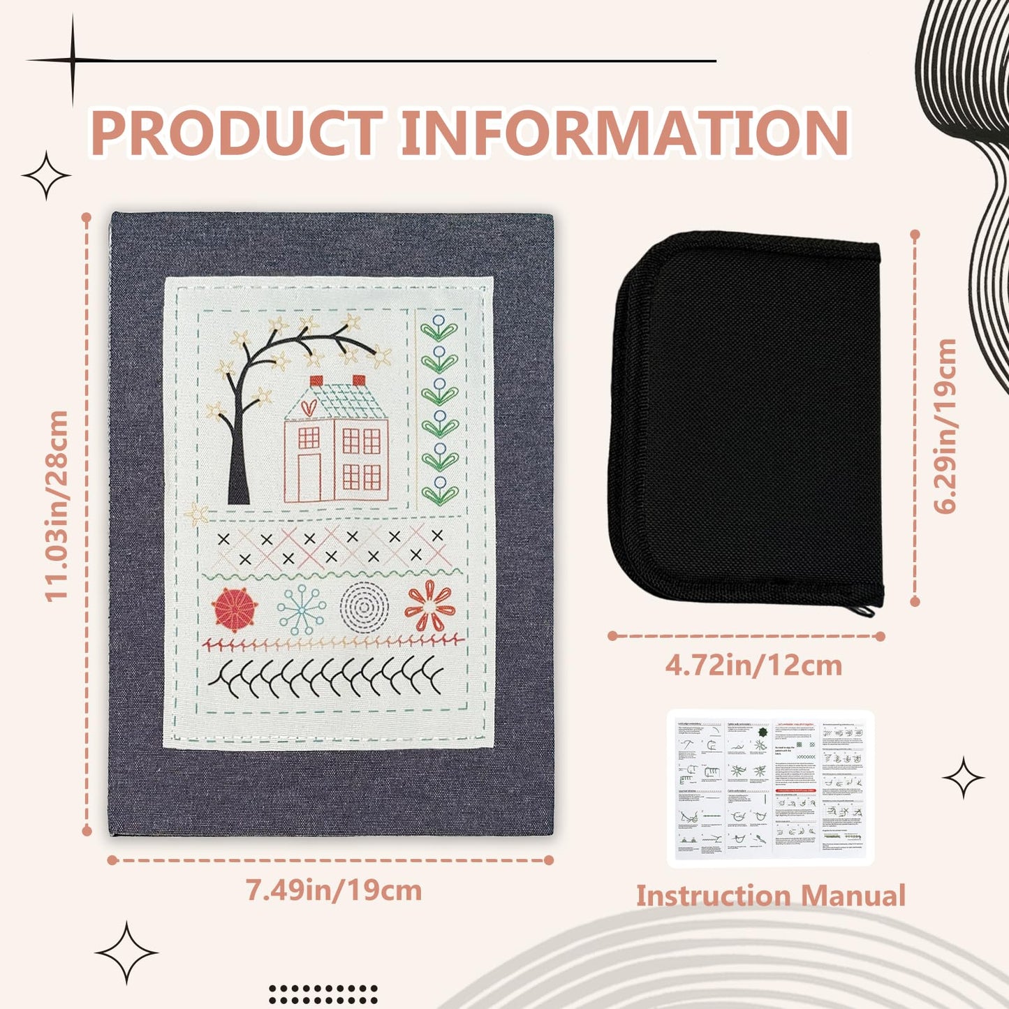 EVOCKAY 2026 Embroidery Stitch Book Kit - Versatile Sewing Box for Cross Stitch, Craft, and Punch Needle Projects - Perfect for Adults and Machine Embroidery Enthusiasts