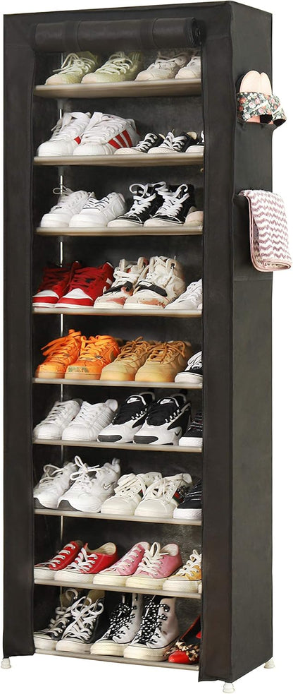 9-Tier Closet 27 PENGKE Shoe Storage Organizer with Dustproof Cover - Cabinet Shelf Holds up to Pairs - for Doorway