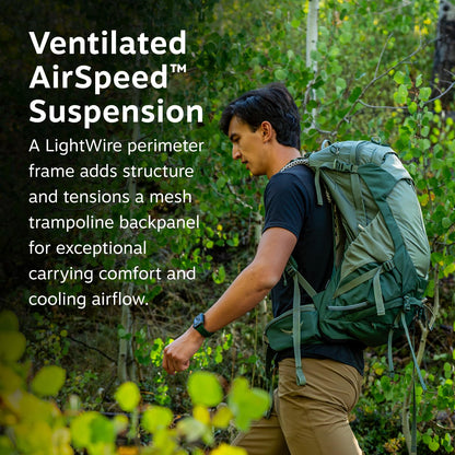 Osprey Stratos 44L Men's Hiking Backpack - Lightweight Backpacking Pack with Waterproof Raincover - Camping Bag, Raven Black