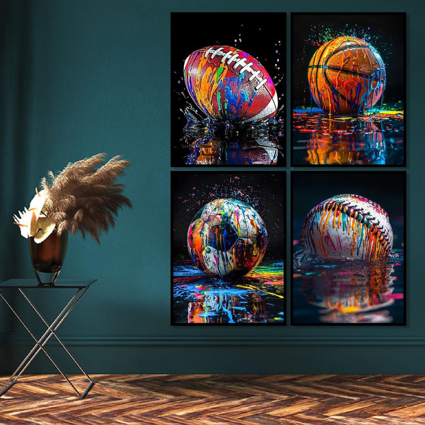 4 Pack Ball Diamond Art Kits for Adults,Graffiti Sports Diamond Painting Kits for Adults Beginner,5D DIY Round Full Drill Gem Crystal Art,Adults Paint by Diamonds Dots for Home Wall Decor 11.8x15.7in