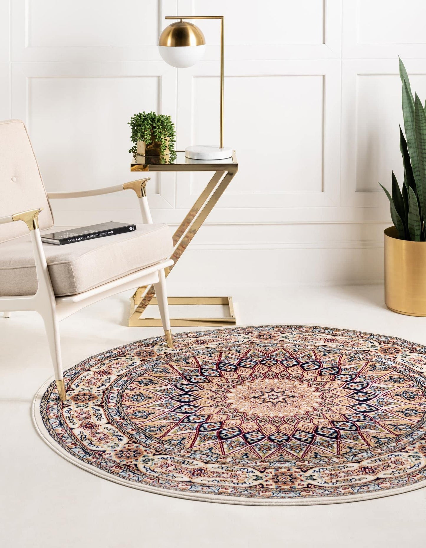 Unique Loom Narenj Collection Area Rug - Adams (10' Round Ivory/Burgundy)