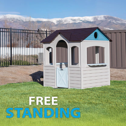 Lifetime Indoor Outdoor Kids Playhouse, Two Store Windows & Farm‑Style Half Doors, Spacious Interior, Easy Snap Together No Tools Assembly, Durable Low‑Maintenance Construction for Ages 3–8