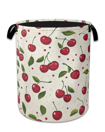 Cute Cherry Laundry Basket,Foldable Oxford Cloth Laundry Hamper With Handle, 20.8"x16" Portable Clothes Storage Basket Bag for Laundry Room/Bathroom/Bedroom/Dormitories