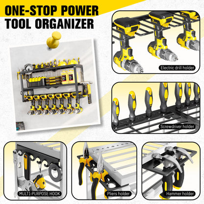 Hipidian Fathers Day Dad Gifts for Men, Power Tool Organizer Wall Mount- 300lb Capacity 3-Tier Storage Rack with 7 Drill Holders for Garage Tools, Best Birthday Gifts for Men Dad Husband