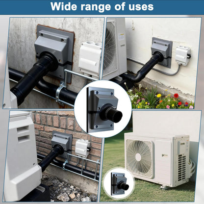 HVAC Wall Penetration Cover & Line-Set Cover Kit— UV-resistant Split Air Conditioning Duct Kit Wall Cover Fits 1 3/4" Insulated Refrigerant Lines for Indoor and Outdoor Air Conditioning Systems (Grey)