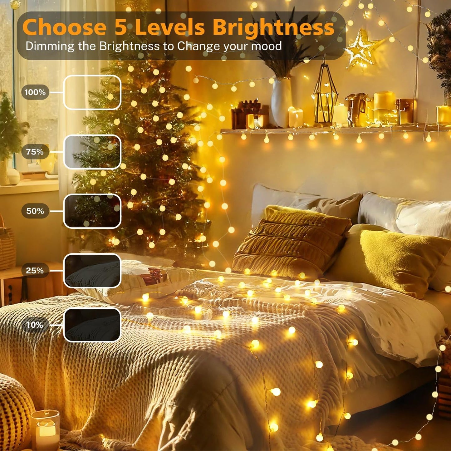 16.5ft 50LED OMIKA Christmas String Lights Battery Operated with Remote Warm White Multicolor Fairy Light Indoor