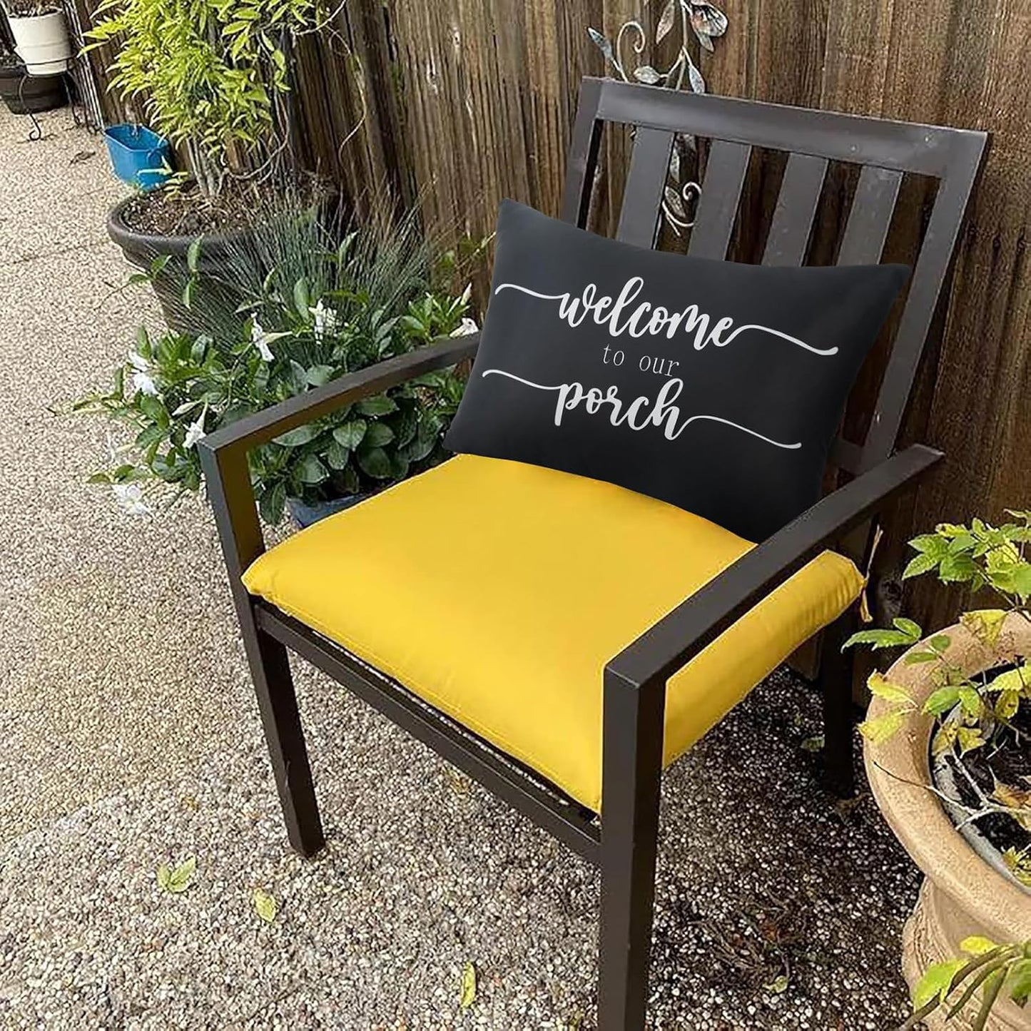 Welcome to Our Porch Outdoor Pillow Covers: Set of 2 Decorative 12x20 Covers for Porch and Patio Furniture.