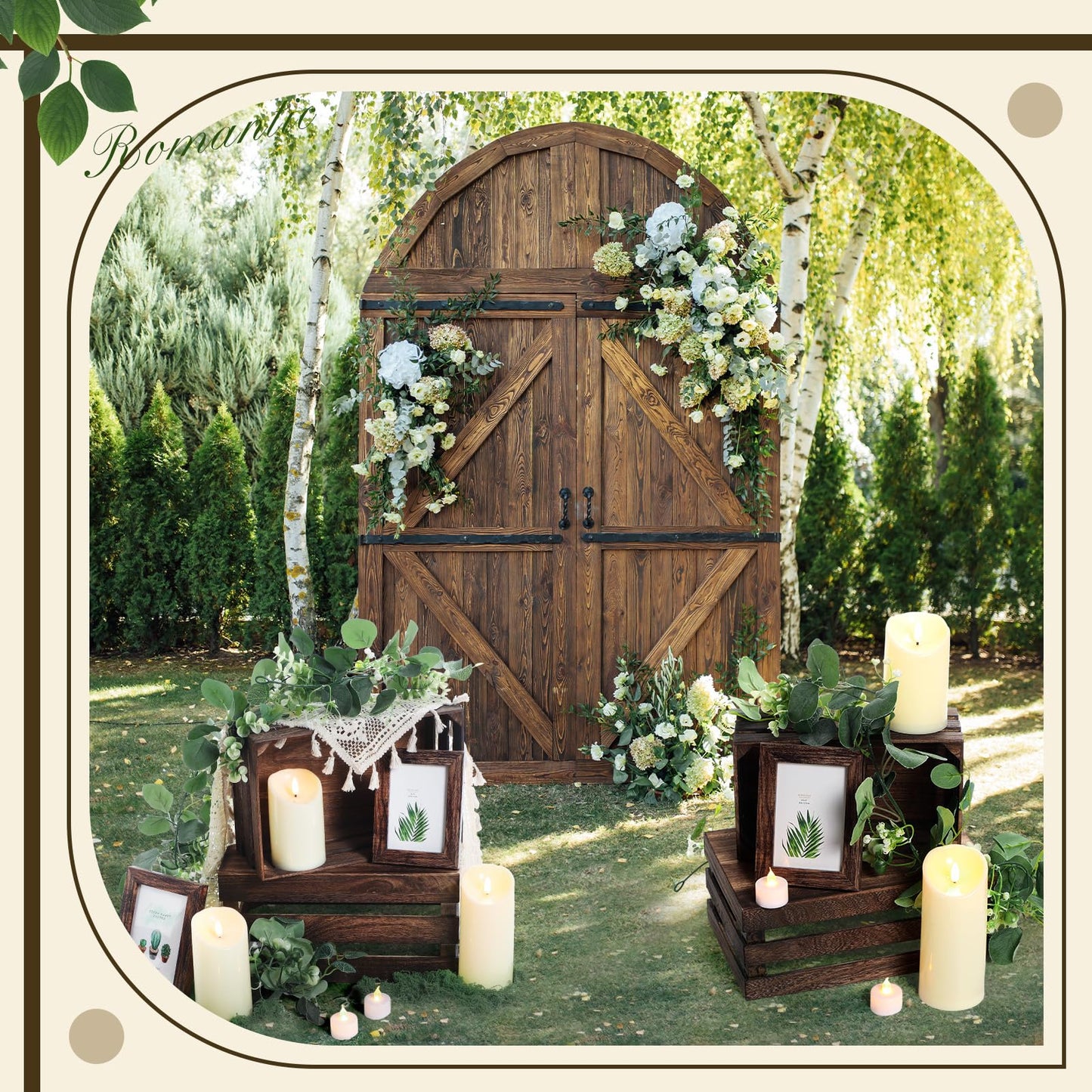 Yuntau 11 Pcs Rustic Nesting Wedding Decoration Farmhouse Wood Crates for Display Decorative Storage Baskets with Candles for Bridal Shower Birthday Party Centerpiece(Brown)